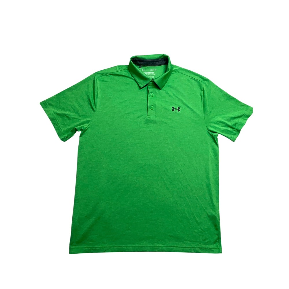 Under Armour Playoff Polo Mens Large Green Heather Loose Fit Golf Shirt LG
